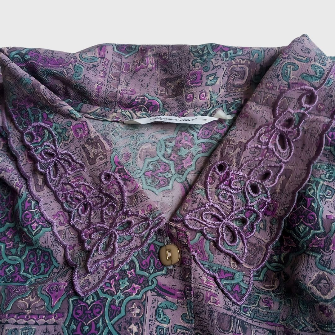 Vintage Double Colar Purple Blouse