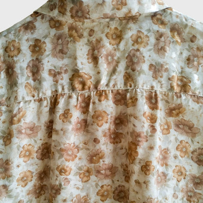Vintage Brown Floral Long Sleeve Blouse