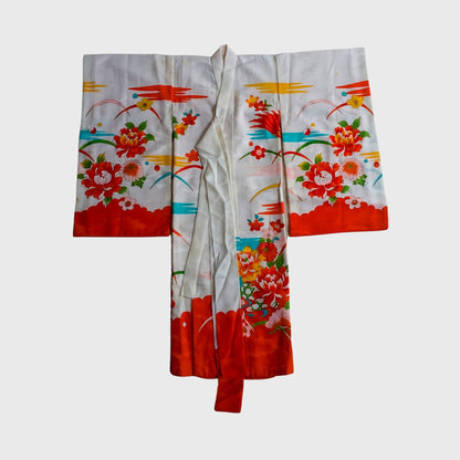 Vintage White Floral Kids Haori