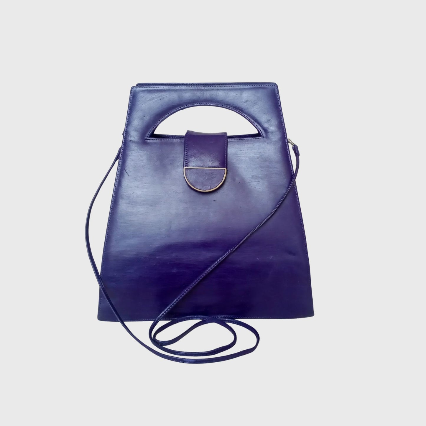 Vintage Shaping Purple Leather Sling Bag