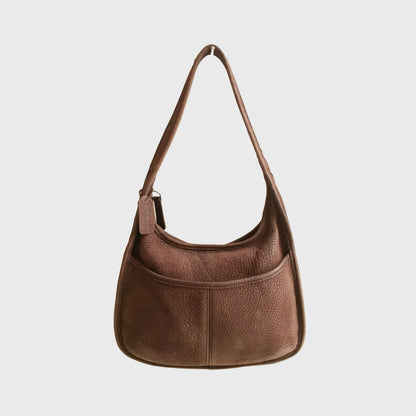 1990s Leather Nubuck Hobo Brown Shoulder Bag