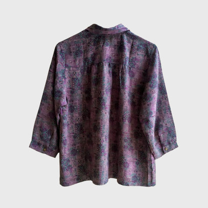 Vintage Double Colar Purple Blouse