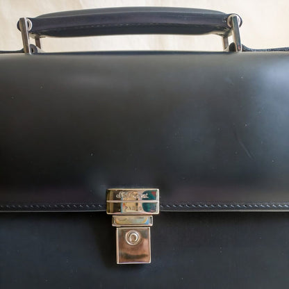 Vintage Business Black Leather Briefcase Bag