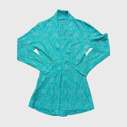 Vintage Turquoise Kutubaru Lace Kebaya