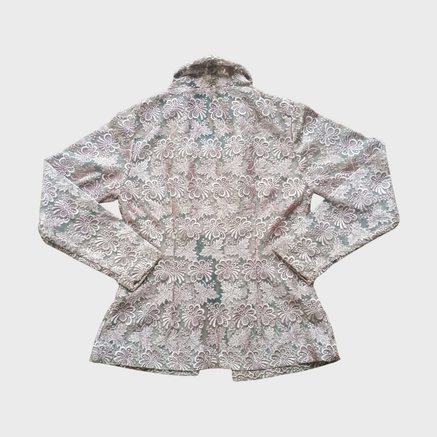 Vintage Gray Floral Kutubaru Lace Kebaya