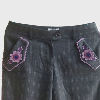 Vintage Purple Flowers Short Trousers