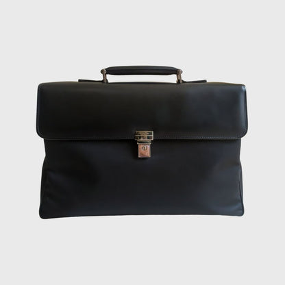 Vintage Business Black Leather Briefcase Bag