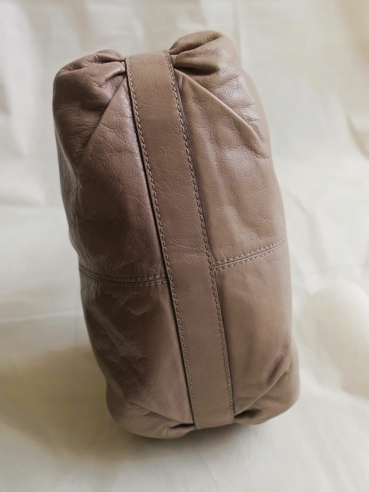 Vintage Hobo Taupe Leather Shoulder Bag