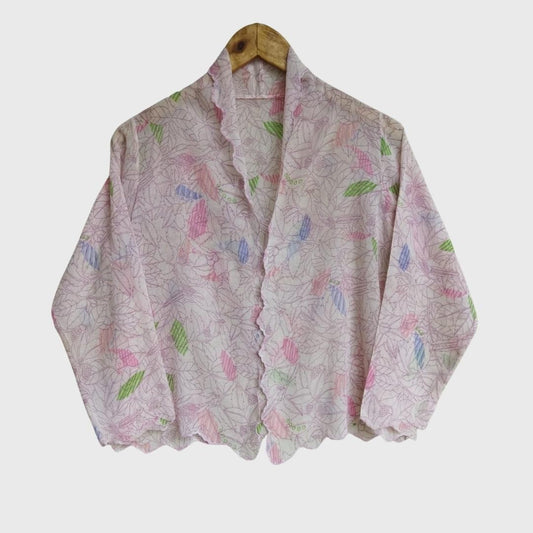 Vintage Floral Cotton Encim Kebaya In Pink