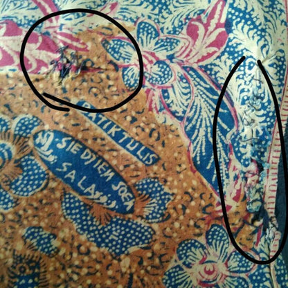 Vintage Peranakan Hand Drawn Tiga Negeri Batik with Peacock and Floral Signed Sie Djien Soen