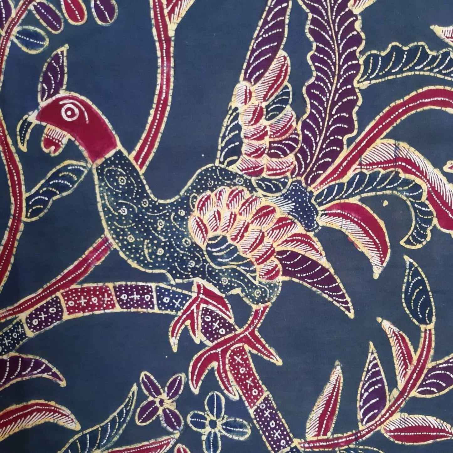 Vintage Indonesian Hand Drawn Day and Night Batik Pekalongan with Floral Motifs Saroong