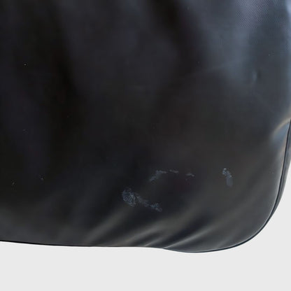 Vintage Plain Black Leather Nylon Travel Bag