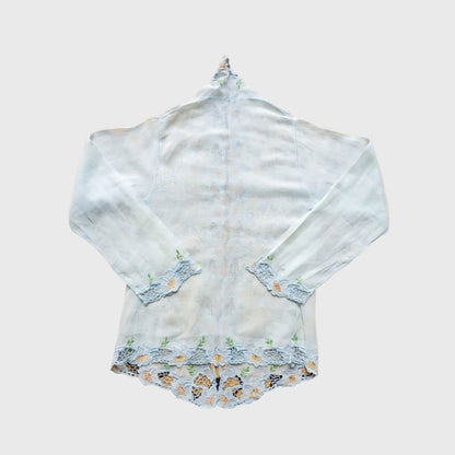 Vintage Soft Blue Kerancang Encim Kebaya