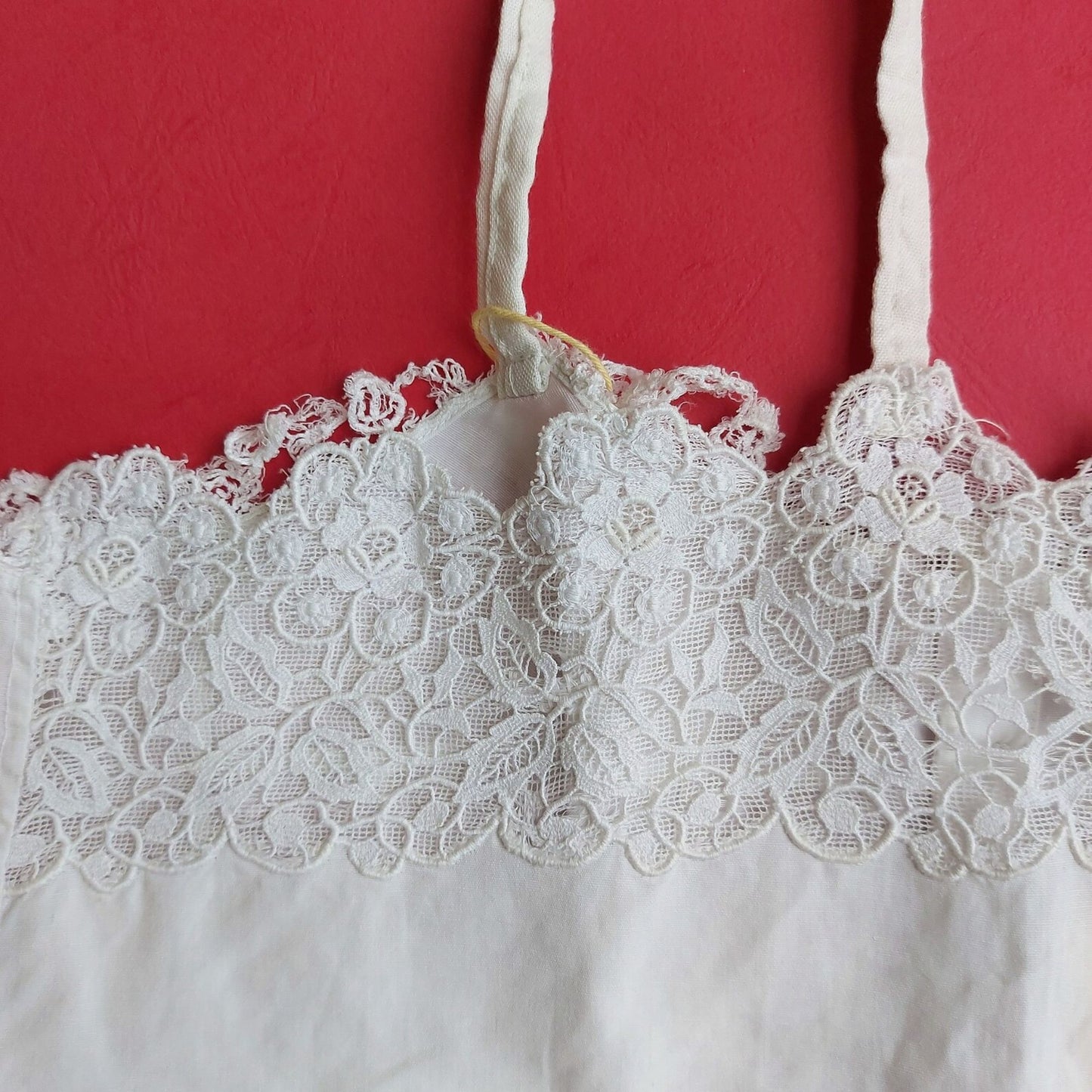 Indonesian Vintage Camisole in White with Kerancang Embroidery