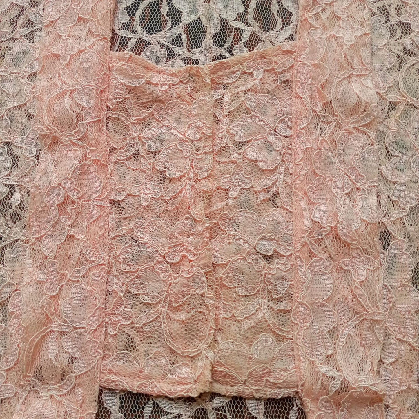 Vintage Baby Pink Kutubaru Lace Kebaya