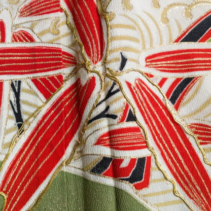 Vintage Black Japanese Crane Embroidery Kimono