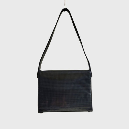 Vintage Plain Square Black Patent Leather Shoulder Bag