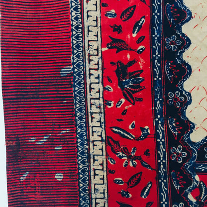 Vintage Indonesian Shawl Hand Drawn Dark Red Batik Lasem for Sumatera