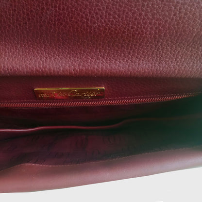 1990s Leather Half Moon Bordeaux Shoulder Bag