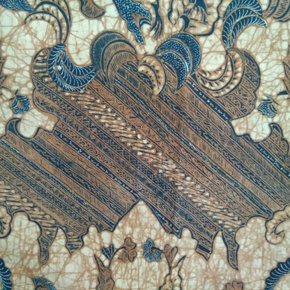 Vintage Indonesian Hand Drawn Javanese Batik Sekarjagad with Phoenix and Floral