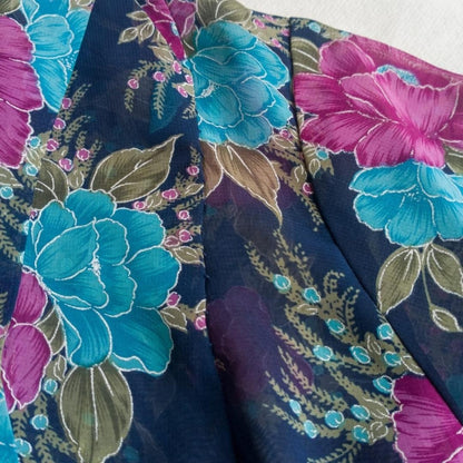 Vintage Navy Pink Floral Kebaya Kutubaru