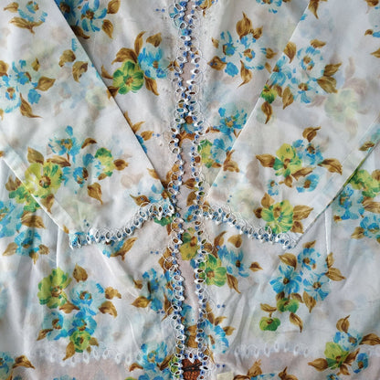 Vintage Blue Green Floral Embroidered Kebaya