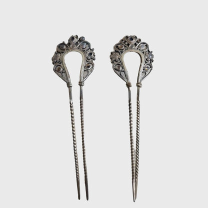 Vintage Silver Alloy Paisley Hairpin