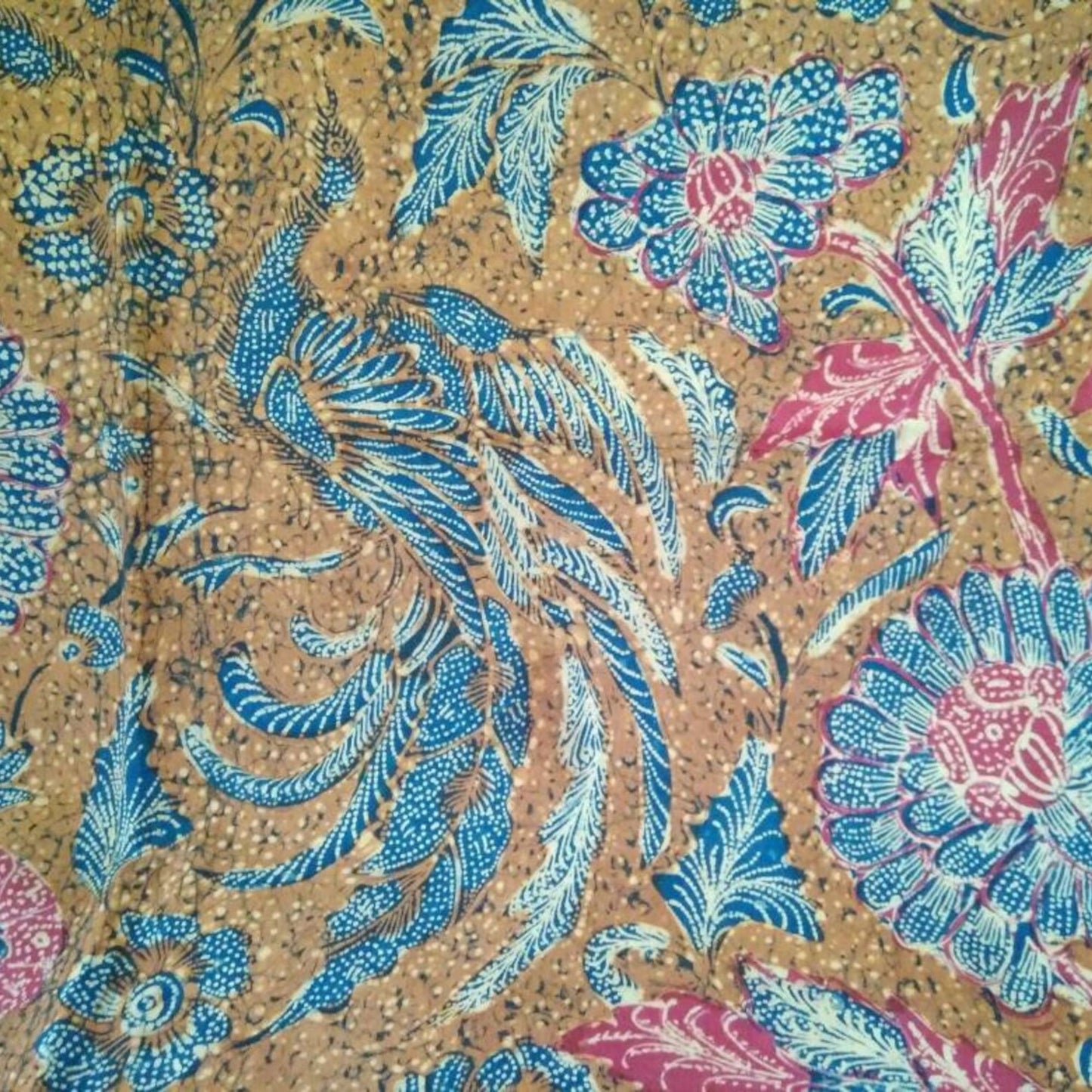 Vintage Peranakan Hand Drawn Tiga Negeri Batik with Peacock and Floral Signed Sie Djien Soen