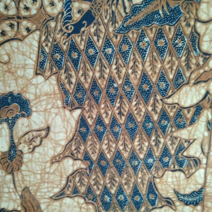 Vintage Indonesian Hand Drawn Javanese Batik Sekarjagad with Phoenix and Floral