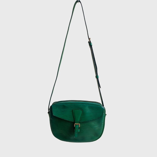 1990s Jeune Fille Borneo Green Leather Epi Sling Bag