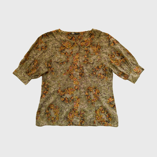 Vintage Abstract Floral Blouse