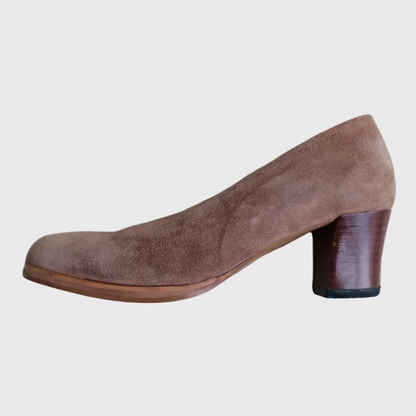 1990s Plain Suede Gray Heels