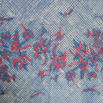 1980s Tumpal Pasung Red Blue Clover Leaf Motif Saroong Shawl