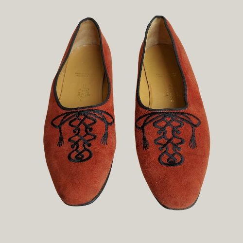 1980s Opera Rust Suede Brown Loafers