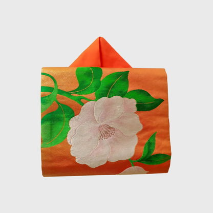 Vintage Japanese Rose Obi In Orange