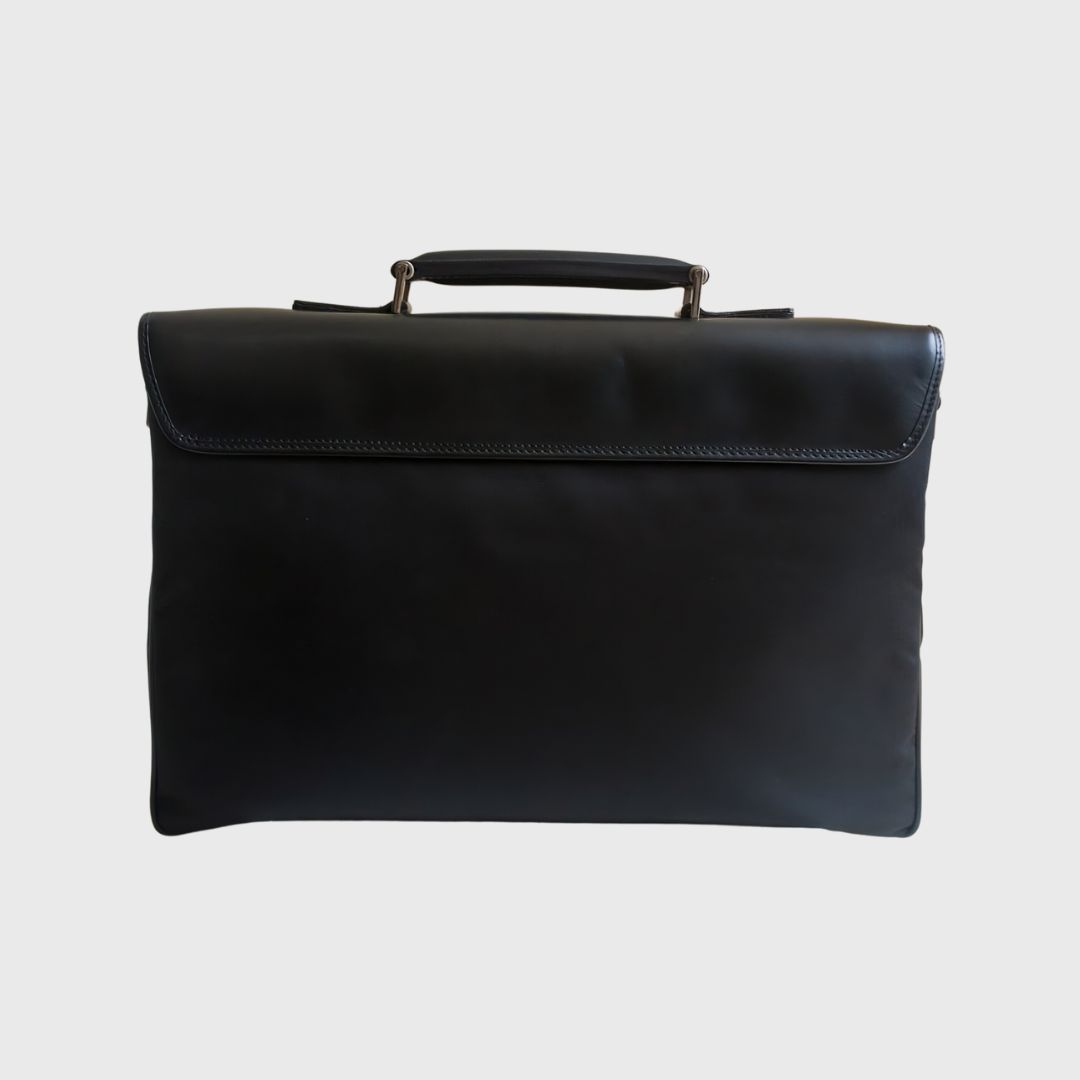 Vintage Business Black Leather Briefcase Bag