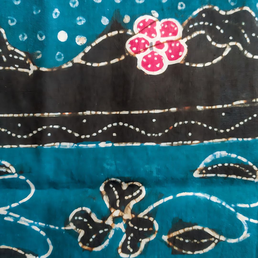 Vintage Black Blue Pekalongan Shawl