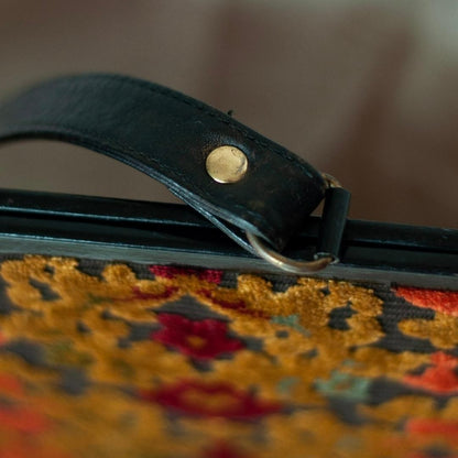 1960s Motif Brown Orange Tapestry Sling Bag