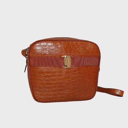 Vintage Vara Croco Brown Leather Sling Bag