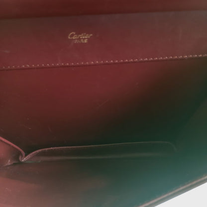 1990s Box Logo Embossed Bordeaux Leather Sling Bag