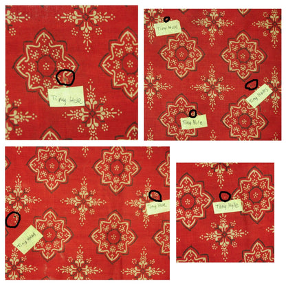 Indonesian Hand Drawn Red Batik Sembagi Kacapiring "Gardenia" Flower Motif