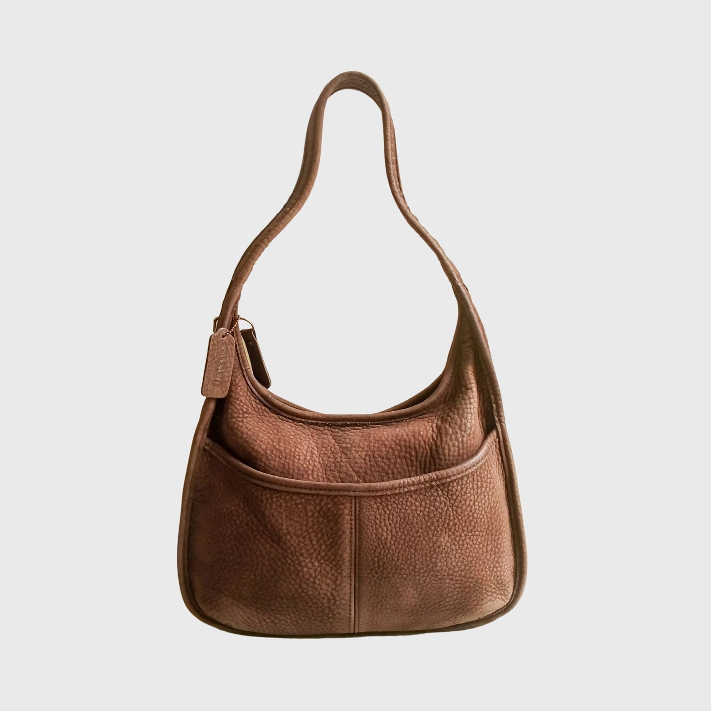 1990s Leather Nubuck Hobo Brown Shoulder Bag