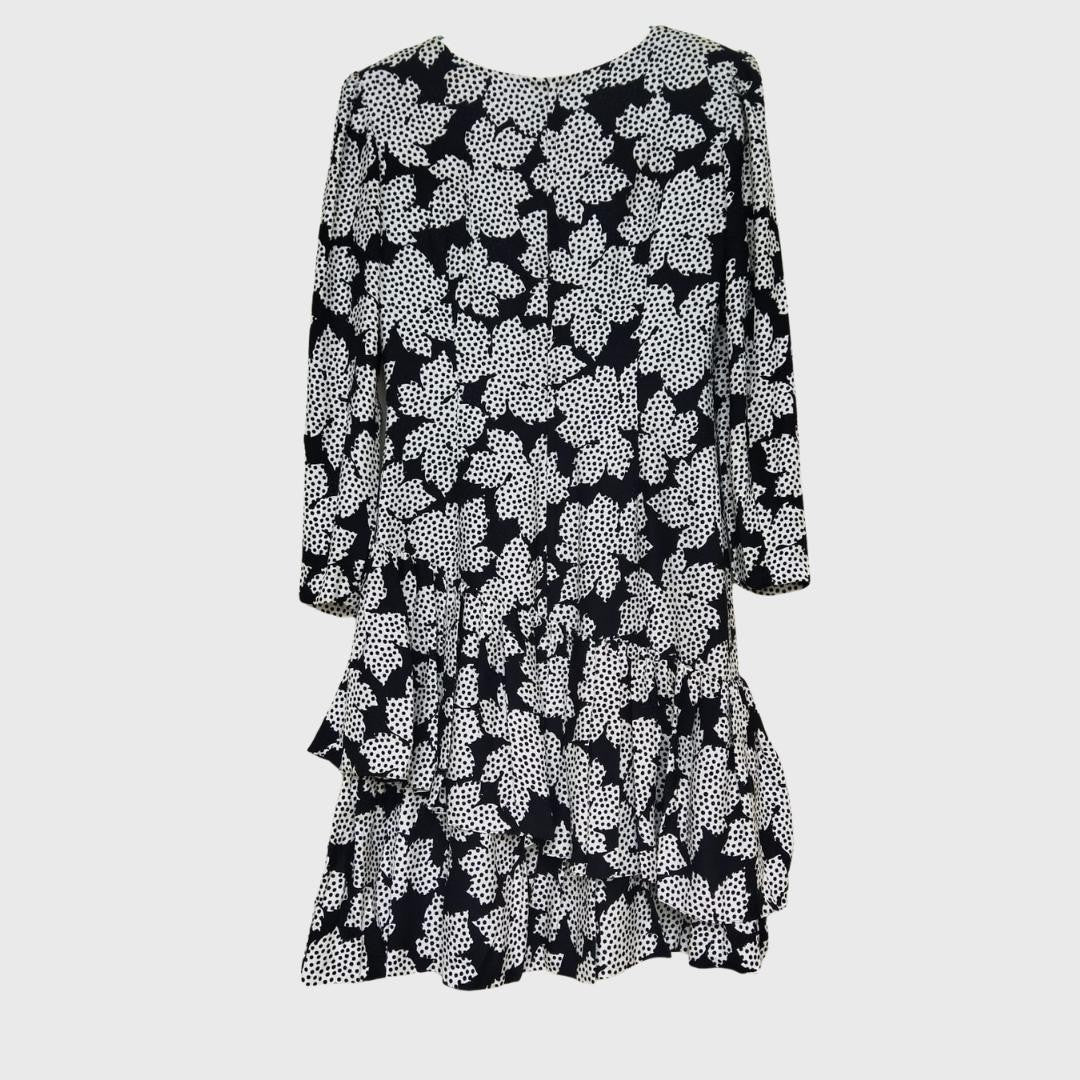 Vintage Dots Black Floral Dress