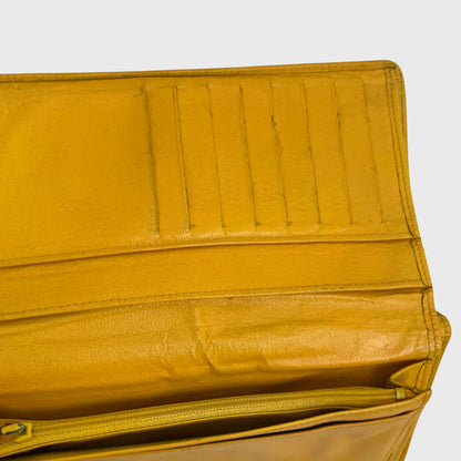 Vintage Slim Yellow Leather Long Wallet