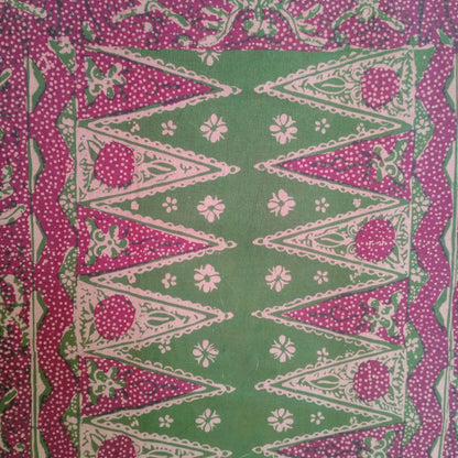 1980s Tumpal Pasung Kancing Flower Motif Batik Saroong Shawl