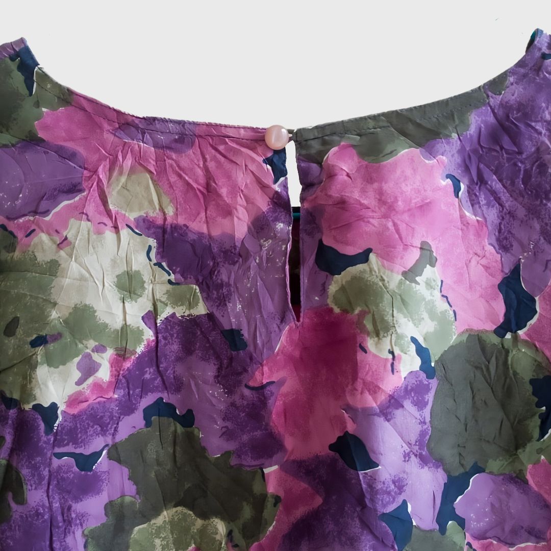 Vintage Purple Floral Blouse Retro Style & Timeless Charm