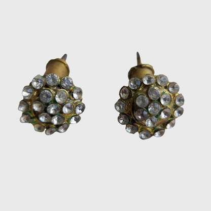 Vintage Old Floral Rhinestone Earrings