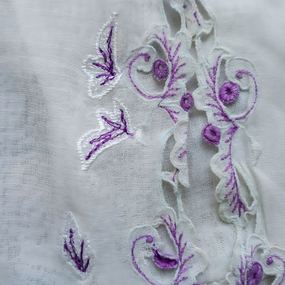 Vintage Broken White with Purple Embroidery Encim Kebaya