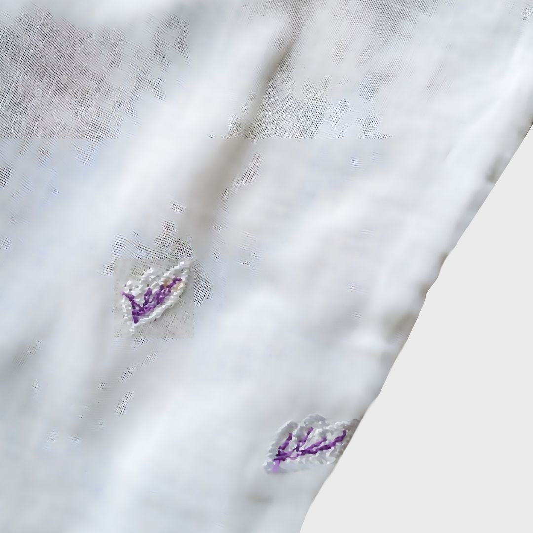 Vintage Broken White with Purple Embroidery Encim Kebaya