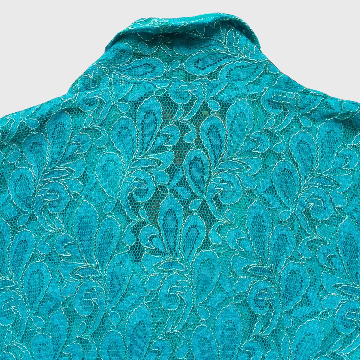 Vintage Turquoise Kutubaru Lace Kebaya